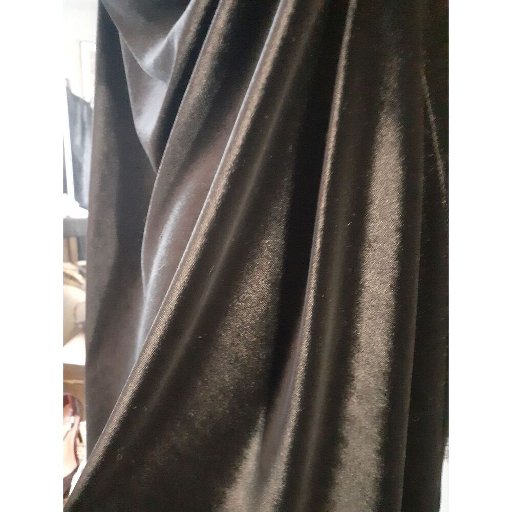 Zara Nwt Black Velvet Asymmetric Slip Dress with Lace Trim - Picture 9 of 16